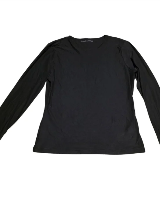 Abercrombie & Fitch Black Long Sleeve Double Lined Baby Tee Women’s L Basic - Picture 2 of 3